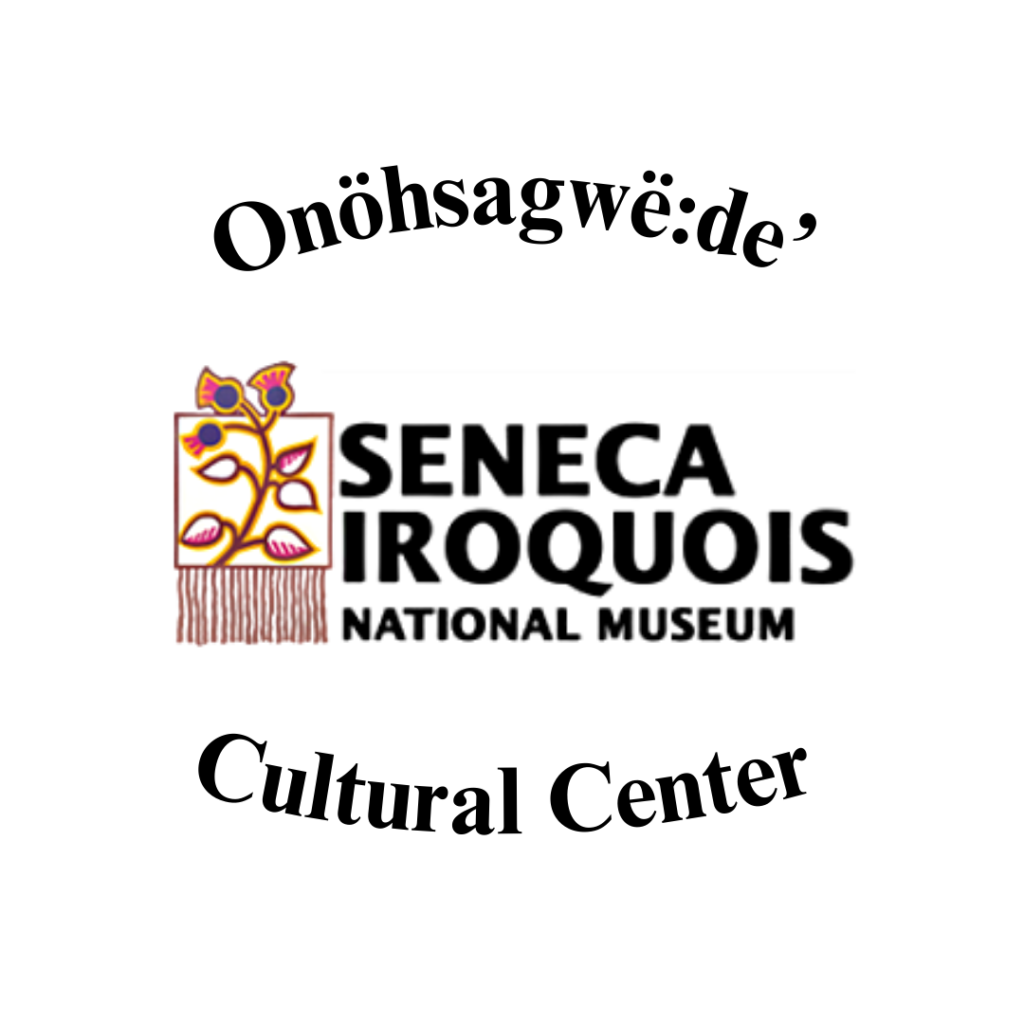 The official logo of the Seneca-Iroquois National Museum on a white background with the added text "Onöhsagwë:de’ Cultural Center"