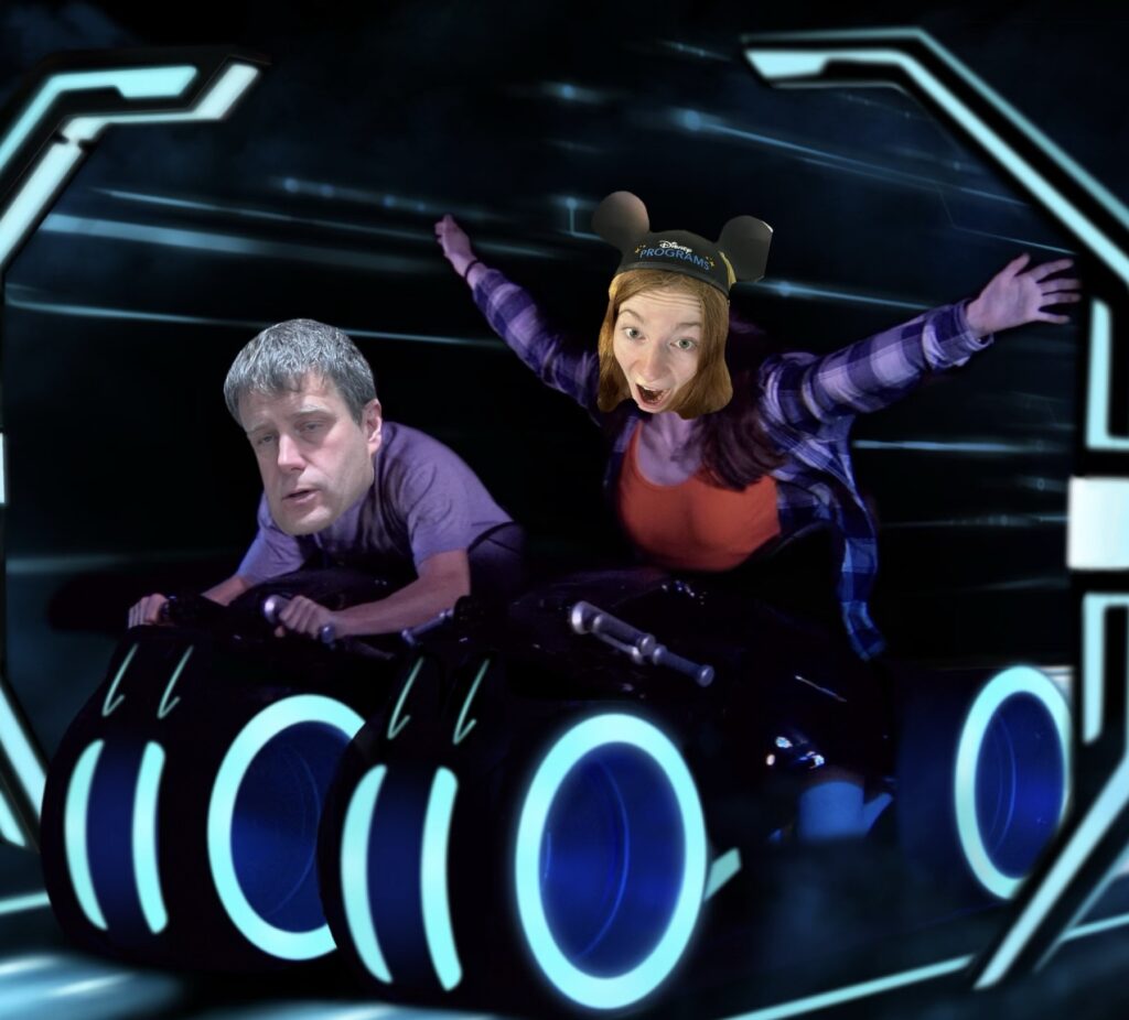 A photoshopped image of Bri's and her dad's face on Tron.