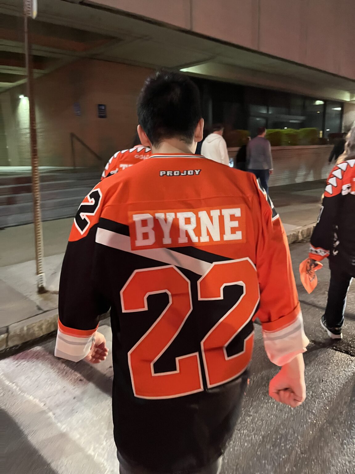 Alix had brought the luck wearing Byrne's jersey! (He scored the winning goal).