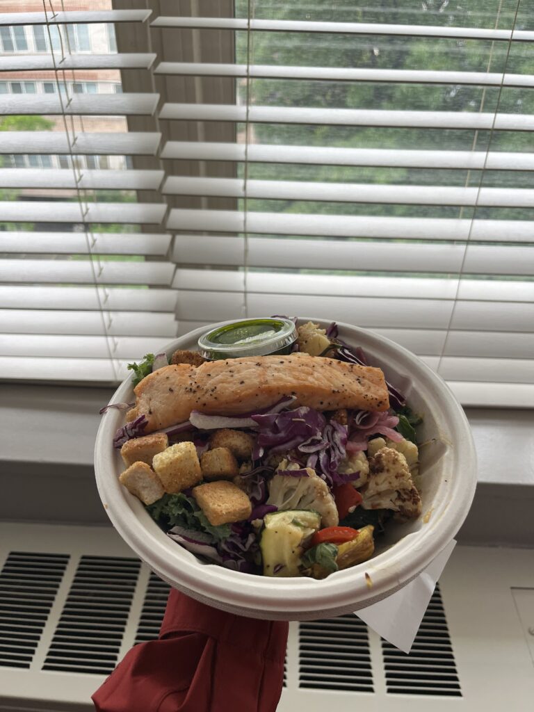 A 'Health power bowl' of healthy fats greens and grains.