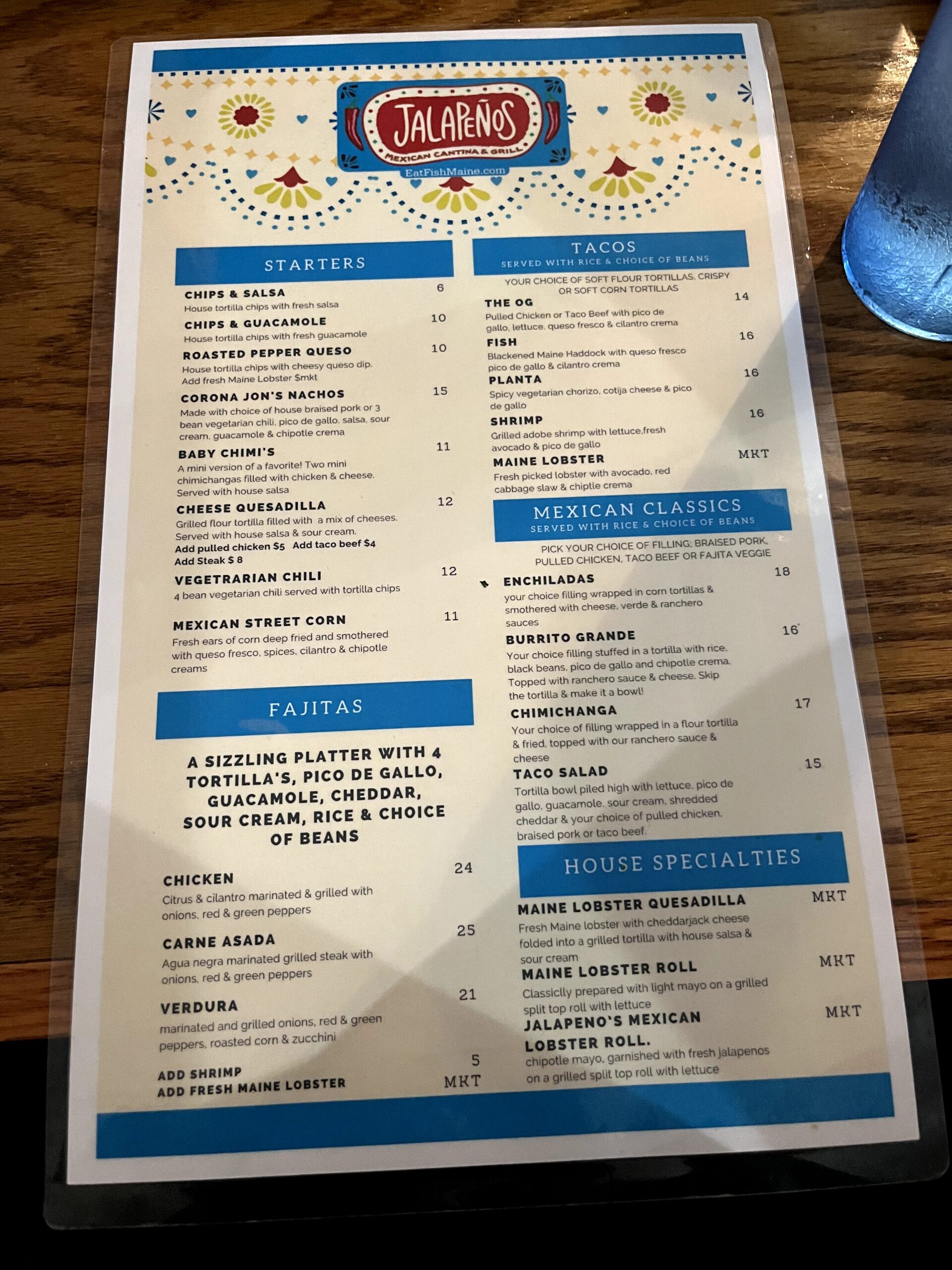 A glance at the menu!